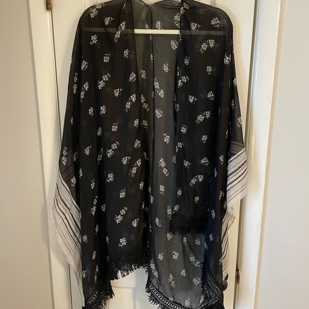 Lane Bryant Black Floral Duster